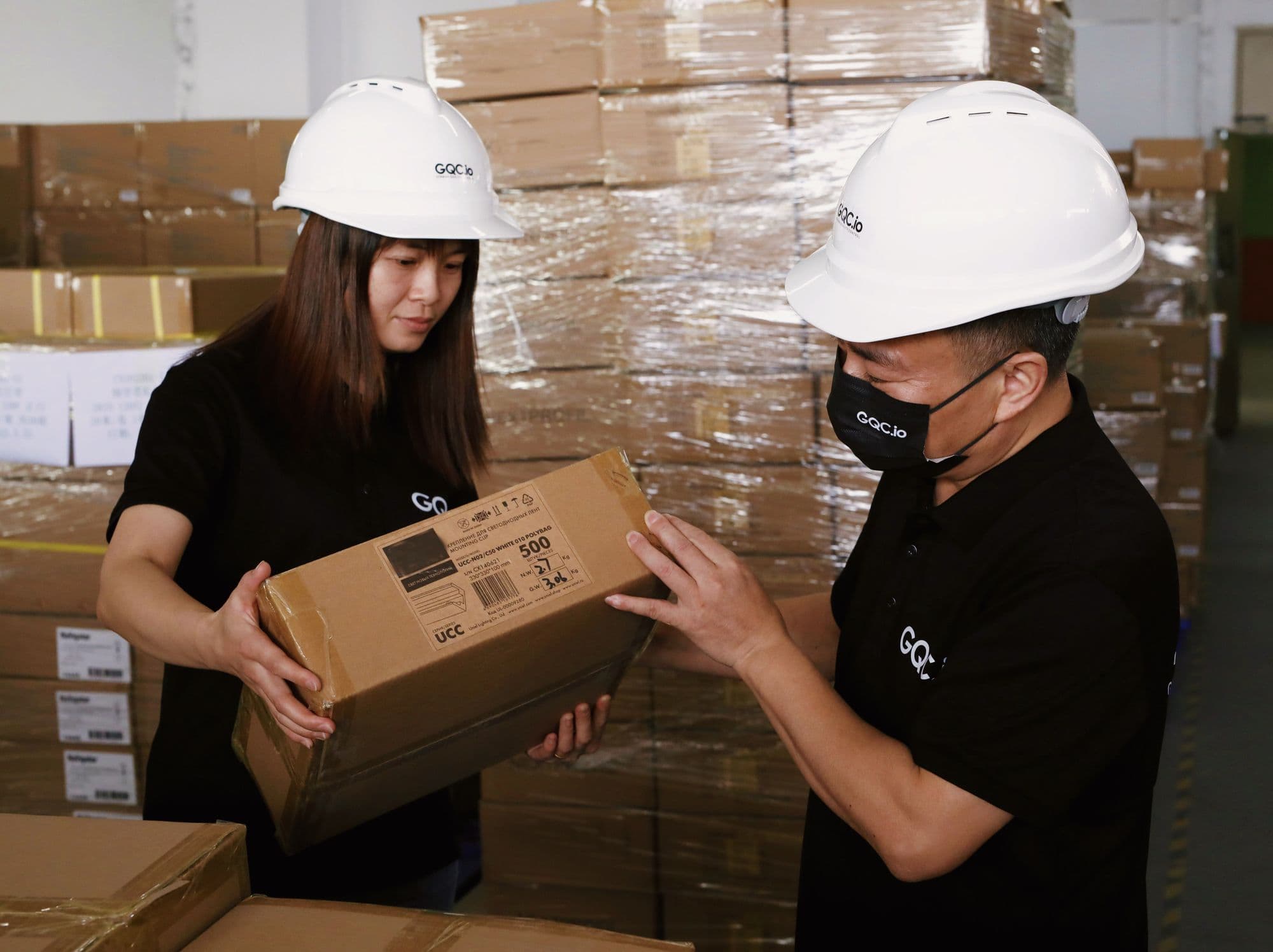 Warehouse receiving area with boxes ready for inspection